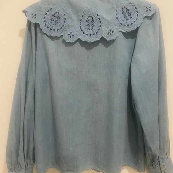Sezane Light Blue Embroidered Blouse - Picture 4 of 5
